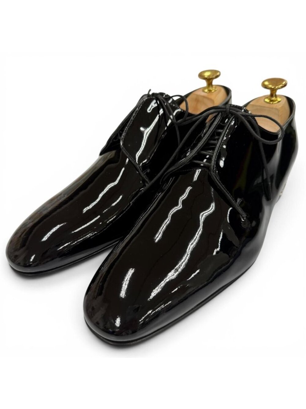 Louis Vuitton Patent Leather Monogram Flower Dress Shoes Black 6